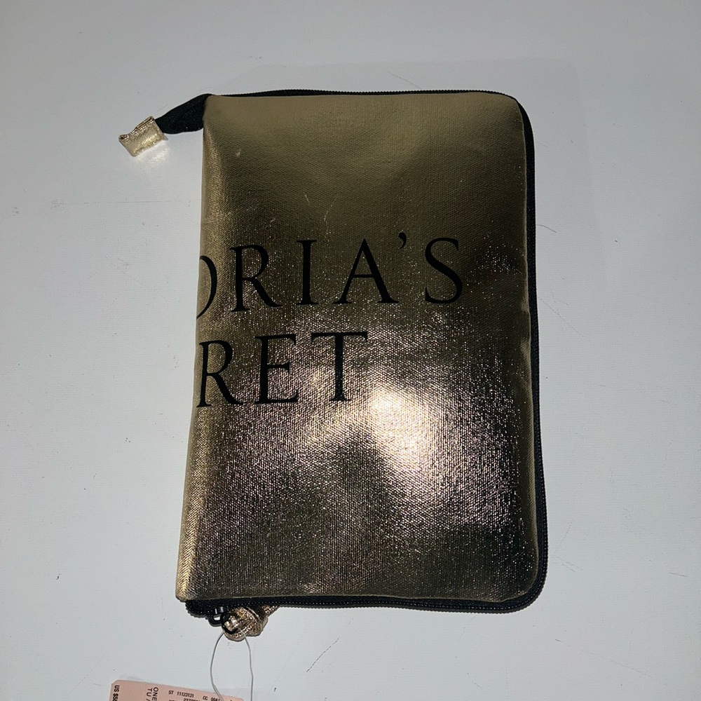 Victoria's Secret Gold Cosmetic Bag Elegant Design